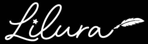 Logo negativo de Librería Lilura en tipografía manuscrita blanca con estrella y pluma, Lasarte-Oria